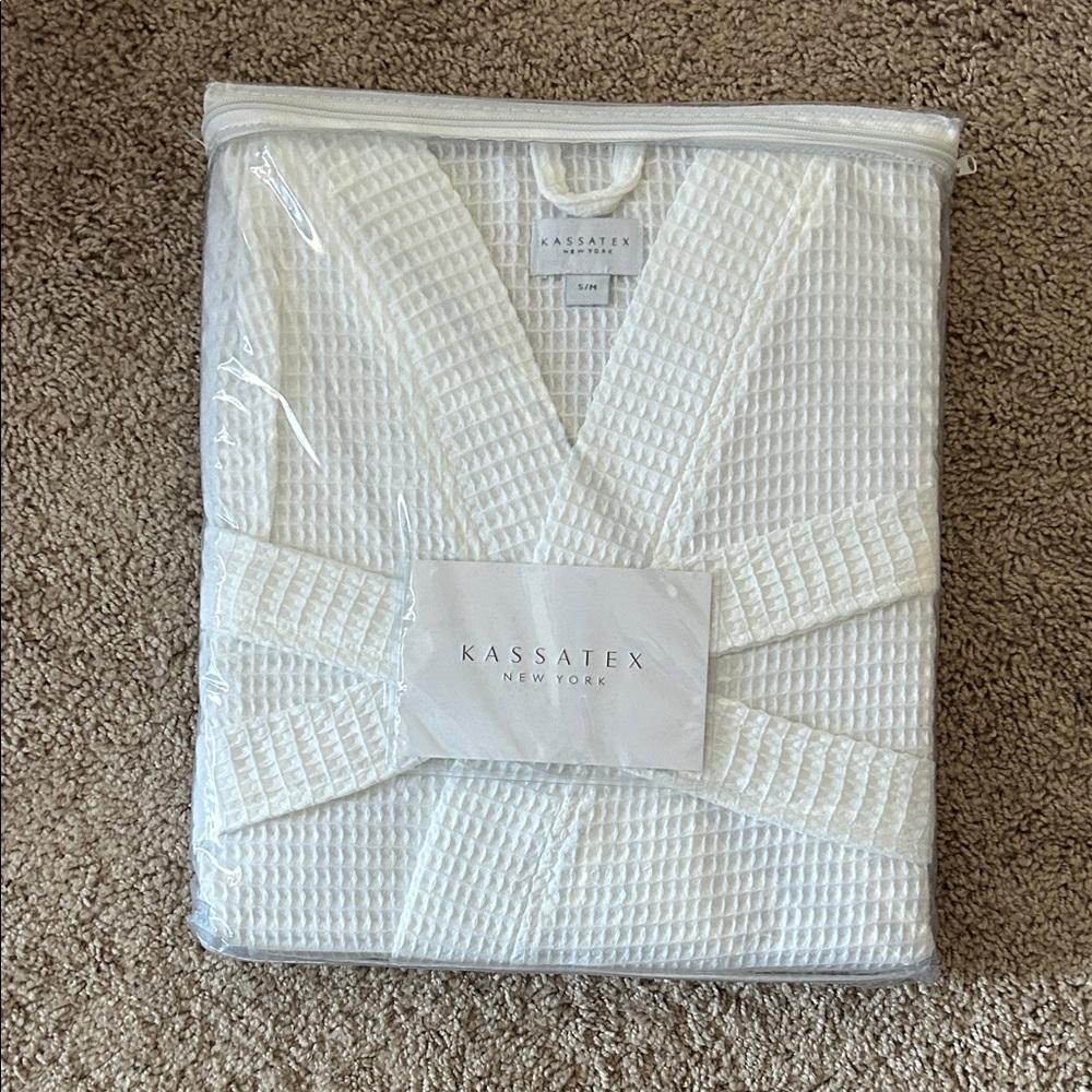 Kassatex Cream Waffle Bathrobe